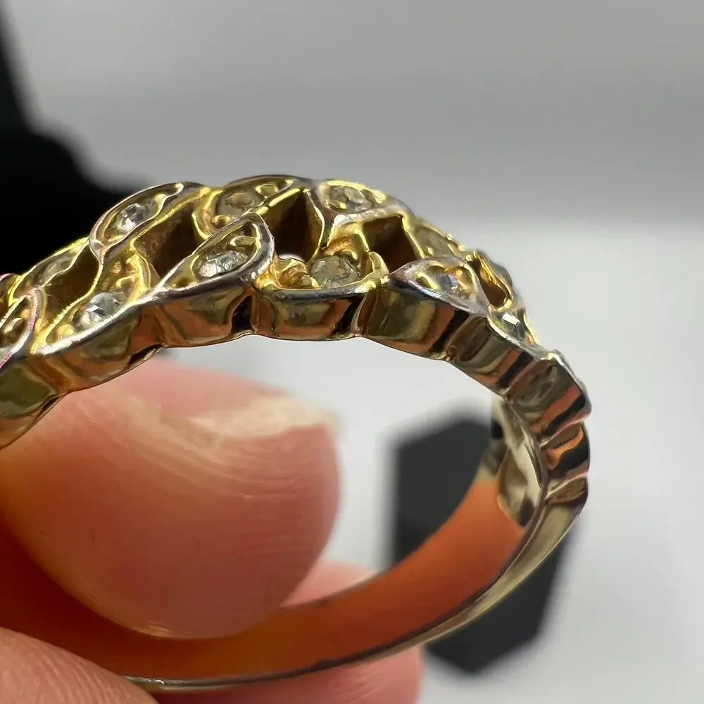 Vintage Gold Tone‎ Ring Cubic Zirconia Stones Size 9 Fashion Jewelry